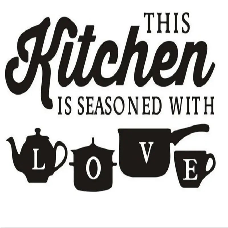 Kitchen Wall Sticker 'This Kitchen Seasoned With Love' Quote Decal
