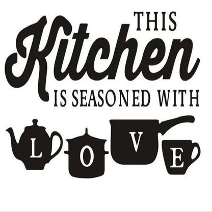 Kitchen Wall Sticker 'This Kitchen Seasoned With Love' Quote Decal