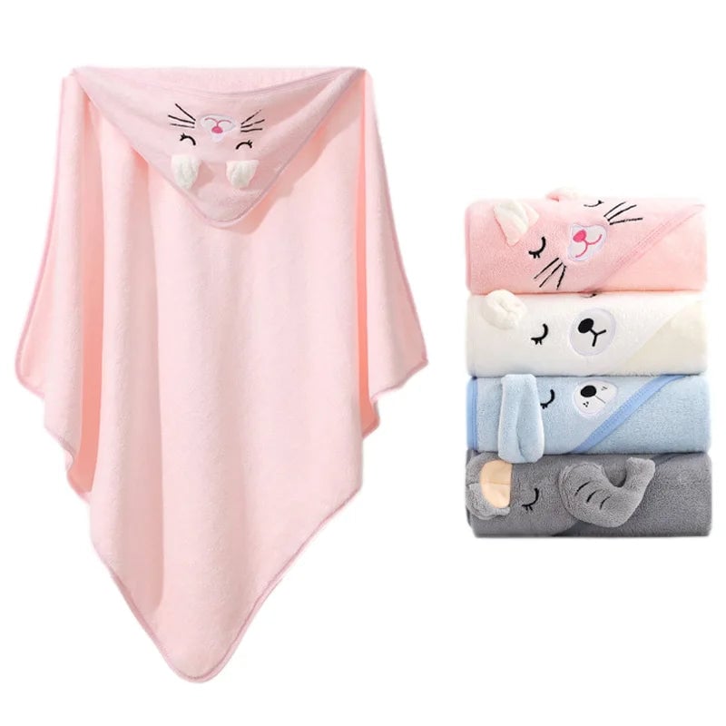 Soft Hooded Baby Bath Towel Cartoon Animal Blanket Swaddle Wrap