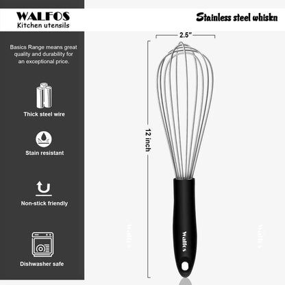 WALFOS Stainless Steel Manual Wire Egg Beater Kitchen Baking Tool