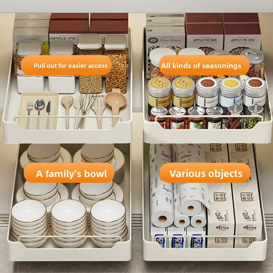 Pull Out Kitchen Storage Basket - Under Sink Cabinet Organizer Rack