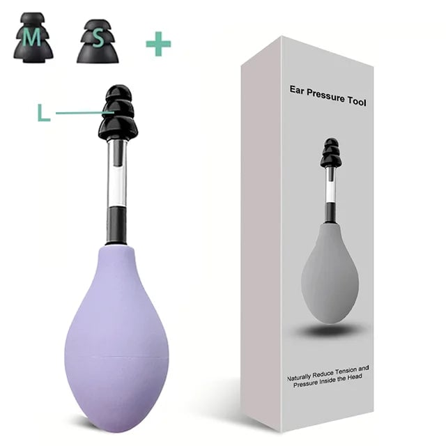 Ear Pressure Relief Suction Tool with 3 Size Silicone Earplugs