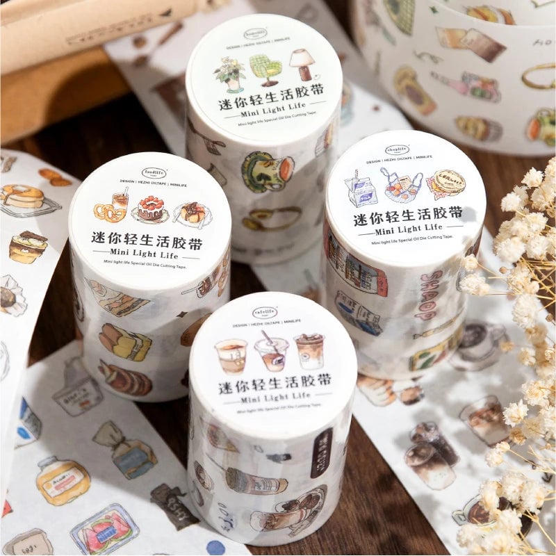 200cm Coffee Bread Cafe Masking Tape Roll - Decorative Stickers