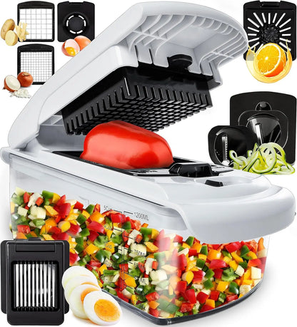 Multi-Function Vegetable Chopper with Spiral Cutter & Container