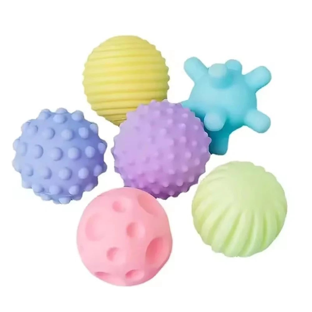 6Pcs Textured Sensory Balls Set - Baby Touch Training Massage Toys