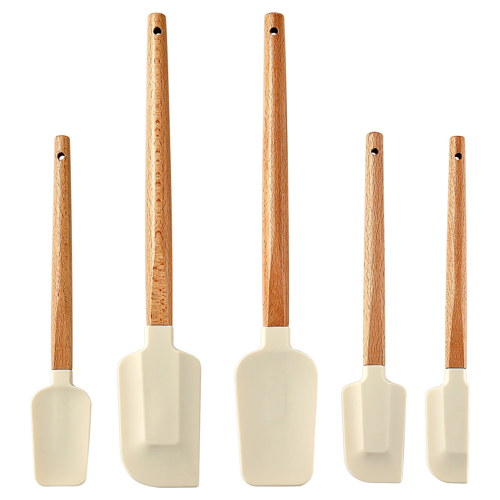 Silicone Cake Scraper Set with Wooden Handle - Baking Spatula Kit