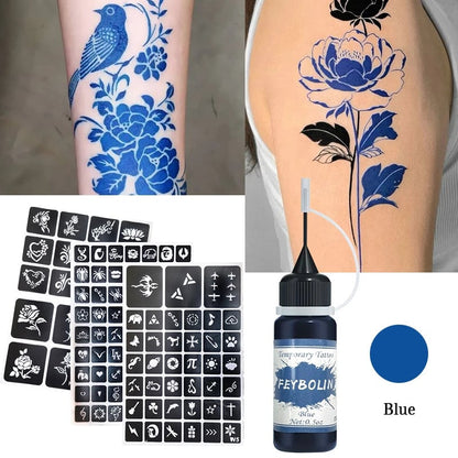 Temporary Tattoo Ink Stickers Freehand Face Body Painting Gel Kit