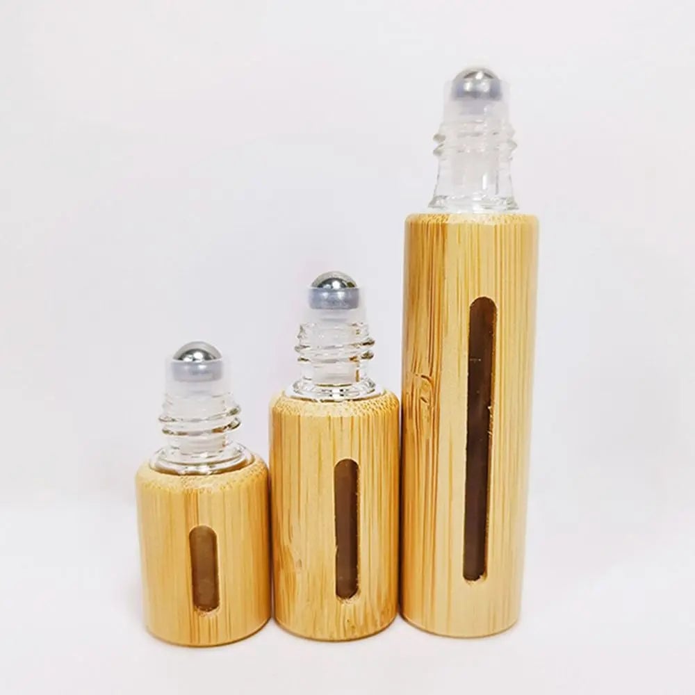 Bamboo Wood Roller Ball Bottles - Essential Oil Sample Vials 10ml