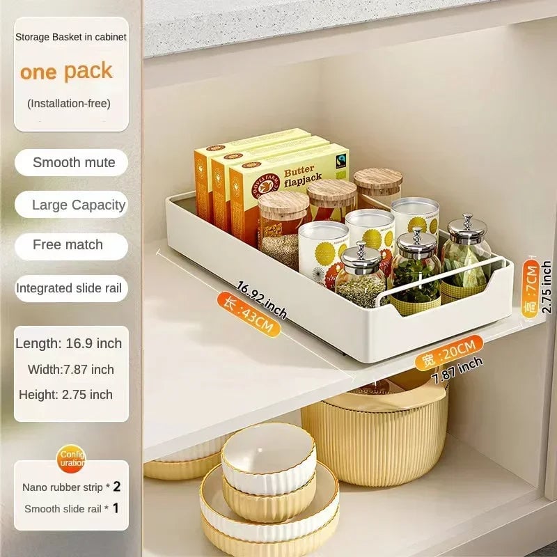 Pull Out Kitchen Storage Basket - Under Sink Cabinet Organizer Rack