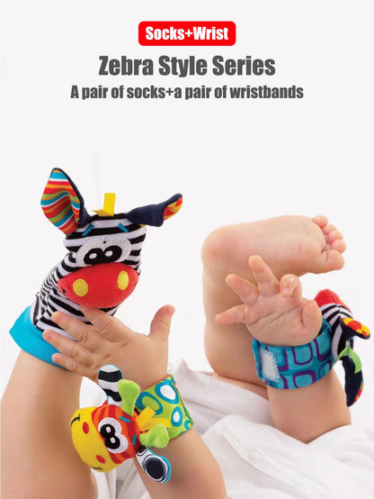 4pcs Baby Wrist Rattle Socks Set 0-12 Months Early Development Toys