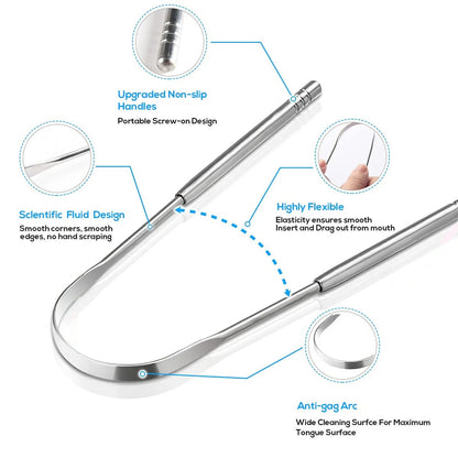 Stainless Steel Tongue Scraper Cleaner 1pc/3pc Metal Oral Care