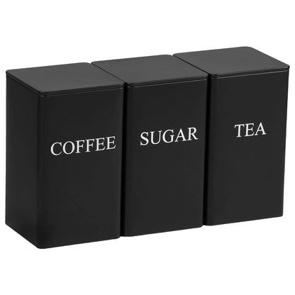 3Pcs Vacuum Sealed Stainless Steel Coffee Bean Tea Sugar Jars Set