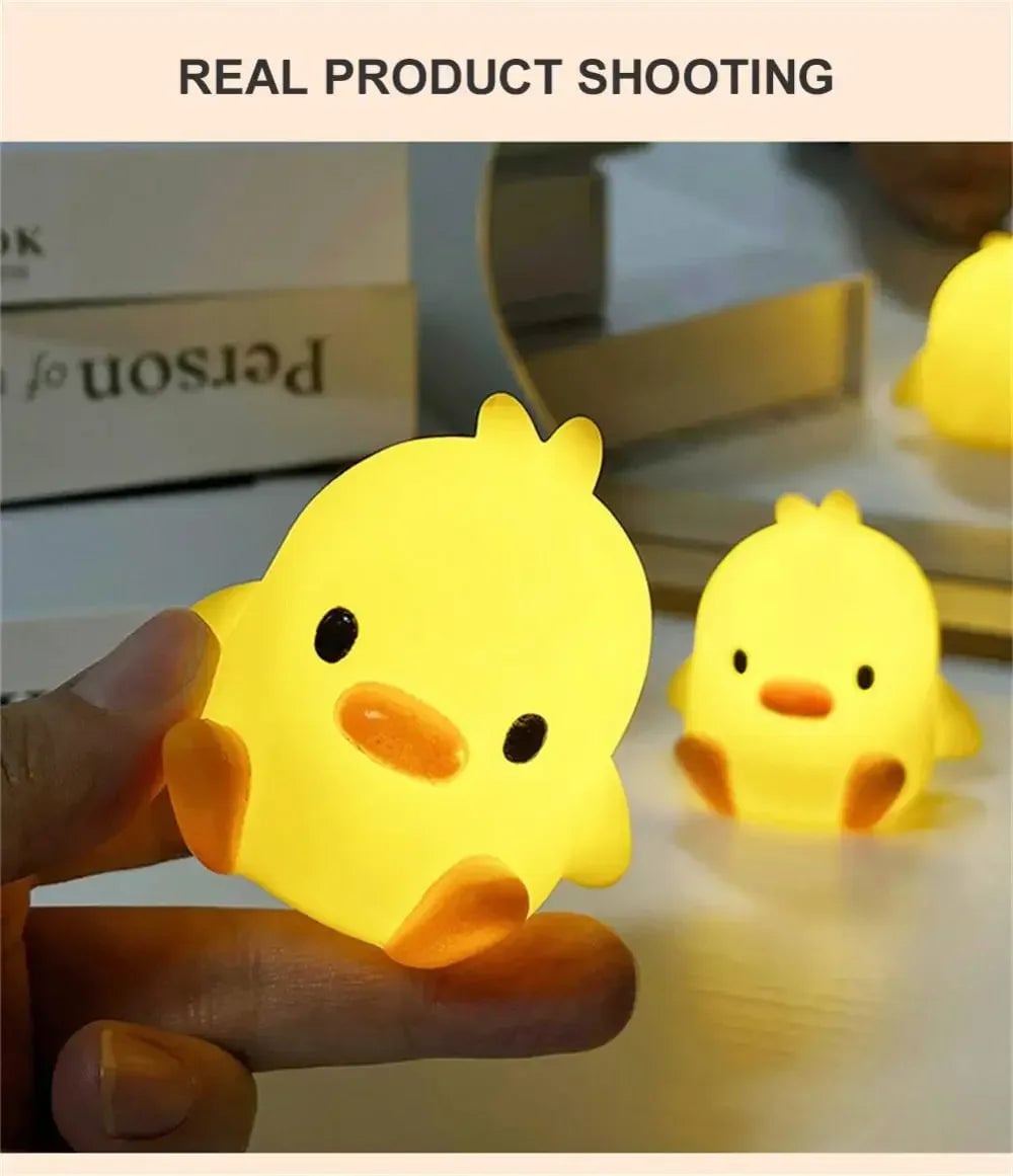 LED Duck Night Light - Soft Silicone Kids Bedside Lamp Animal Design