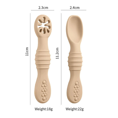 Silicone Baby Spoons 2Pc Set First Stage Self Feeding Training