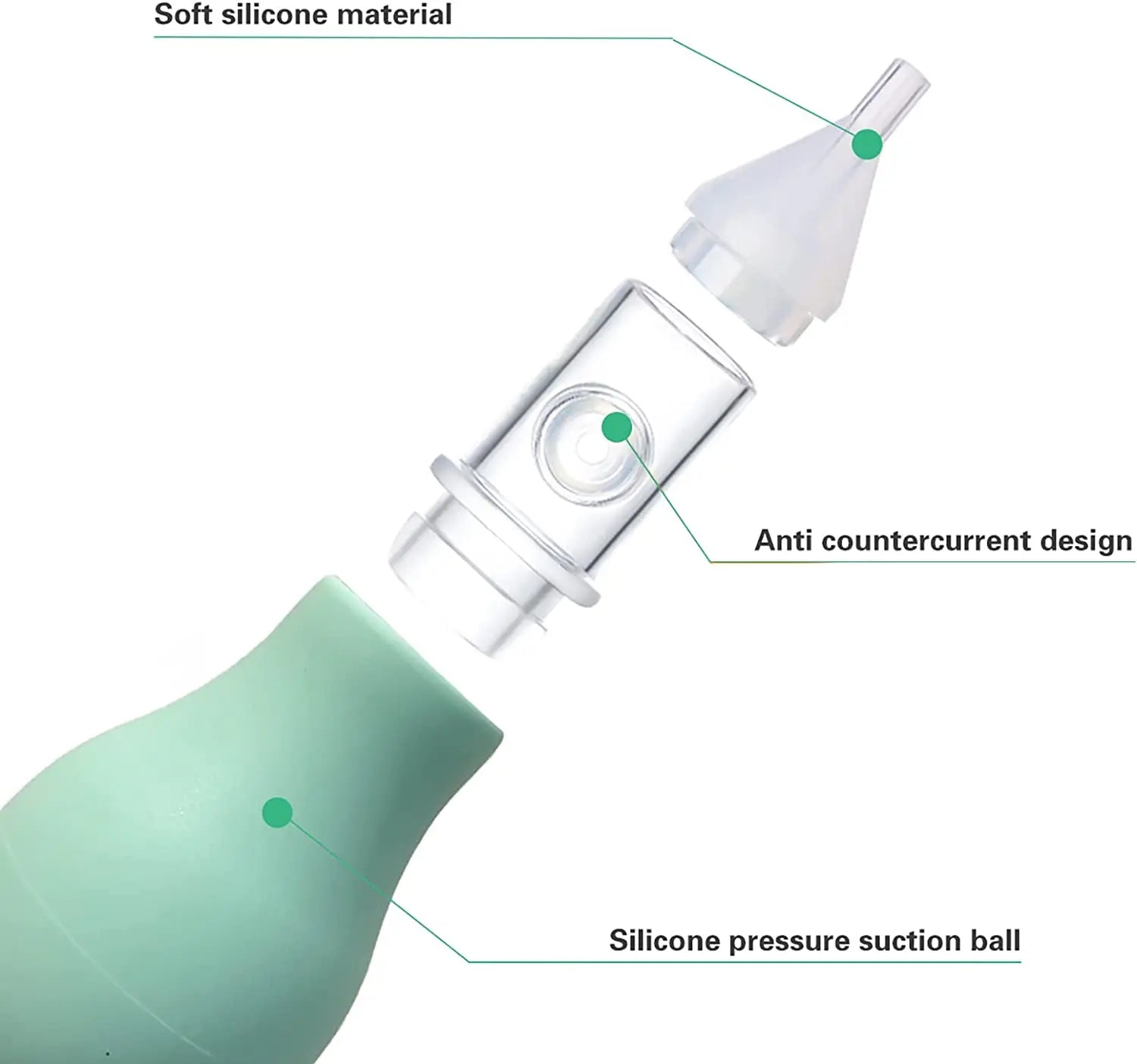 Baby Nasal Aspirator Anti-Backflow Silicone Vacuum Nose Cleaner