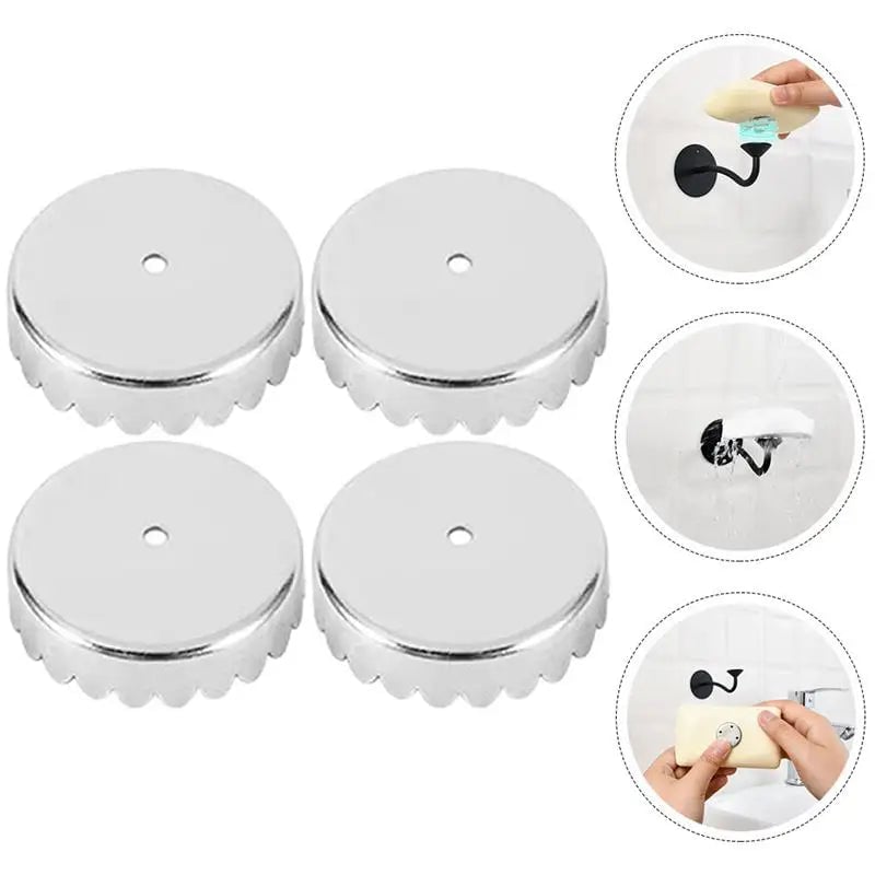 4pc Magnetic Stainless Steel Soap Holder Wall Mount Draining Stand