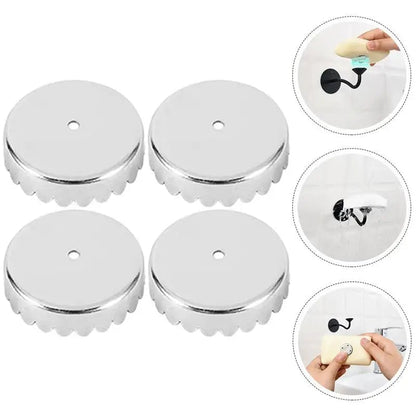 4pc Magnetic Stainless Steel Soap Holder Wall Mount Draining Stand