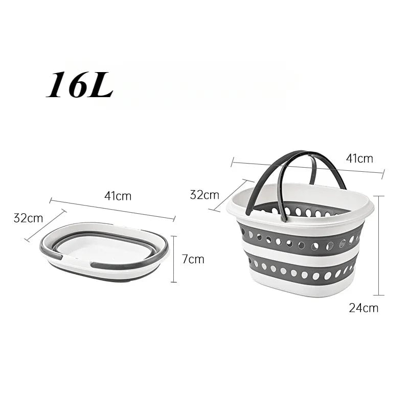 16L Collapsible Laundry Basket with Handles - Space-Saving Storage