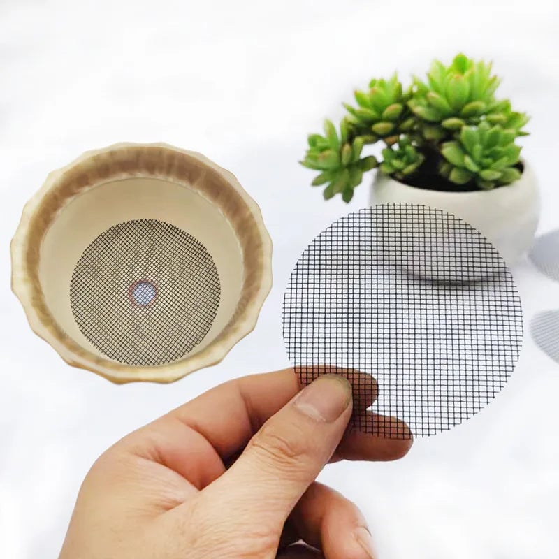 50pk Round Drainage Hole Screen Mats - Plant Pot Filter Guards