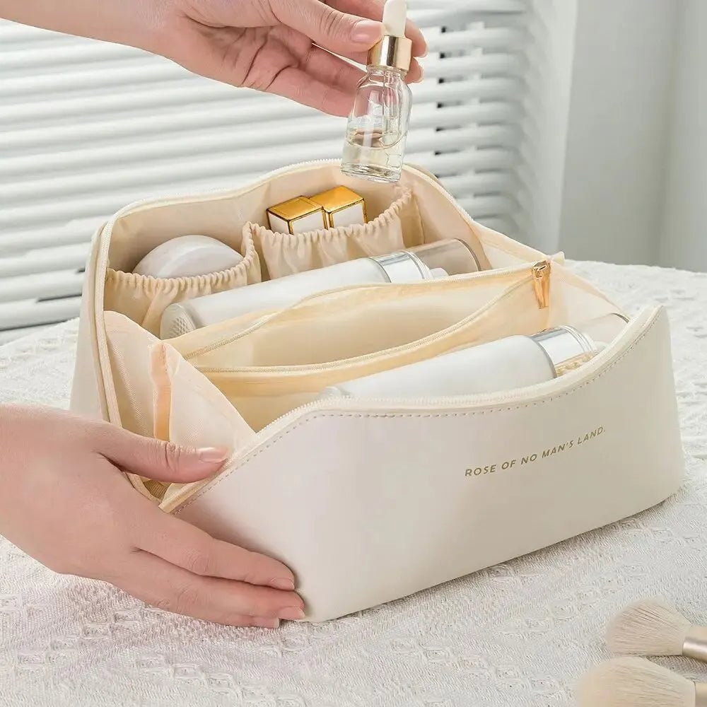 Luxury Travel Makeup Organizer Bag - Zip Cosmetic Toiletry Kit