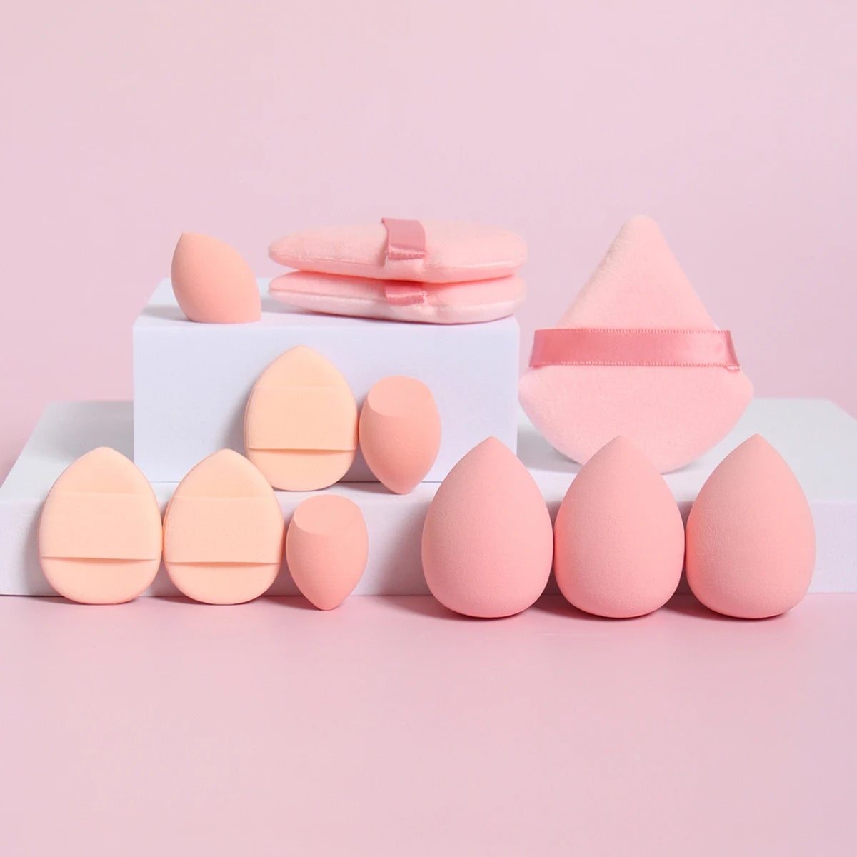 12-Piece Makeup Sponge Set - Powder Puffs, Air Cushion & Beauty Eggs