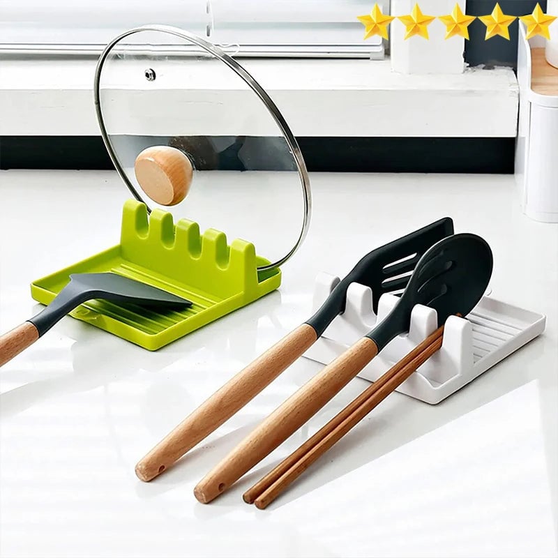 Multi-Purpose Spatula Rack Kitchen Utensil Holder & Pot Lid Stand