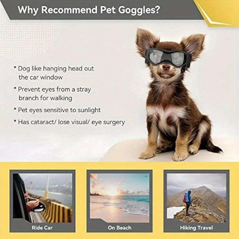 UV Protective Dog Goggles - Anti-Wind Sunglasses for Small Medium Dogs
