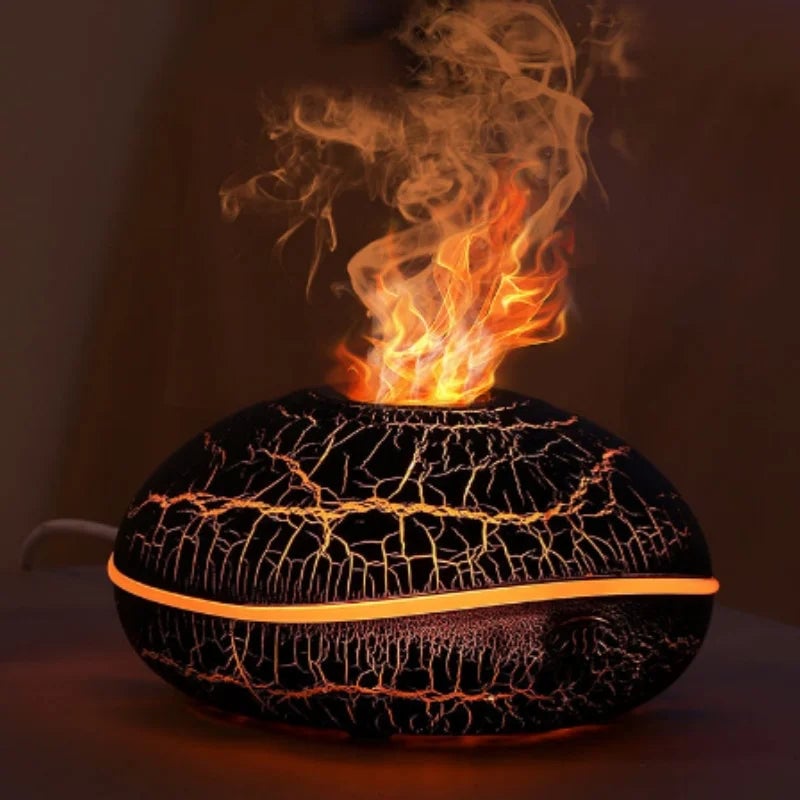 Ultrasonic Flame Humidifier with Aromatherapy & Night Light