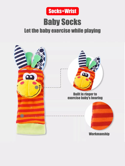 4pcs Baby Wrist Rattle Socks Set 0-12 Months Early Development Toys