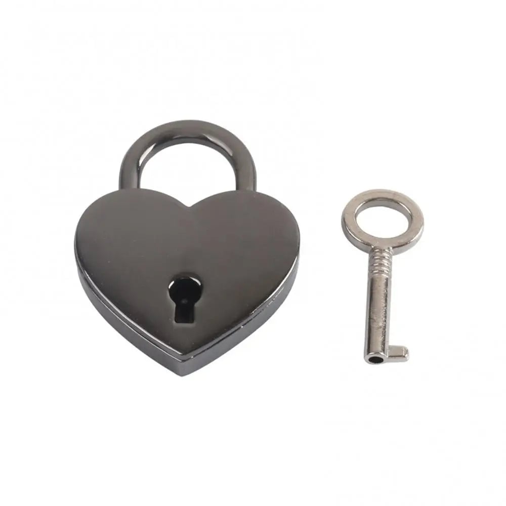 Heart Shape Mini Padlock Luggage Lock with Key - Vintage Style