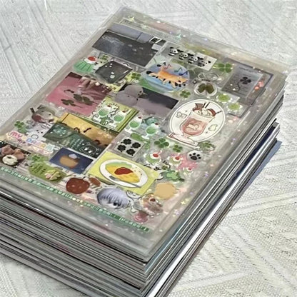 5pc Transparent Flash Film Glitter Stickers - Kawaii Phone Decor Set