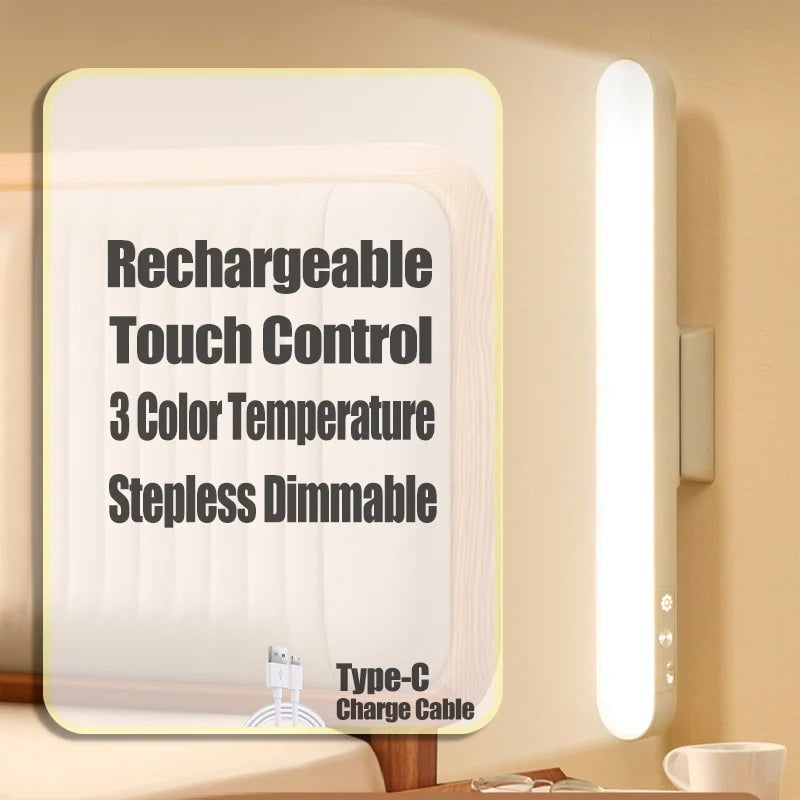 USB Rechargeable LED Desk Lamp Magnetic Dimmable 3 Color Reading Light
