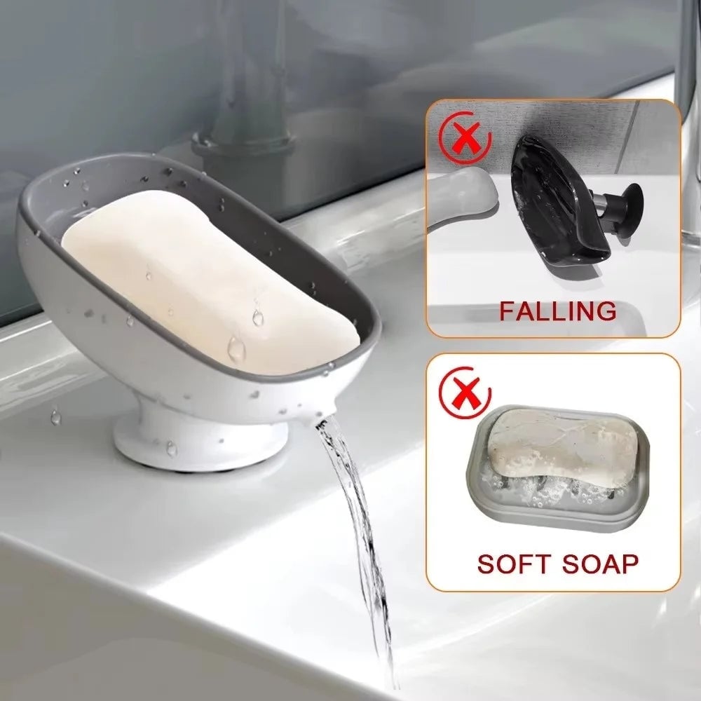 Super Suction Cup Soap Holder with Drainage - Bathroom Kitchen