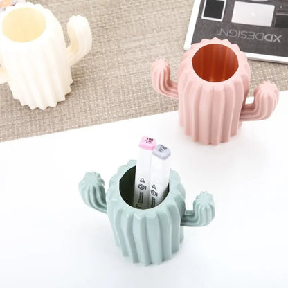 Cactus PE Desk Organizer - Multifunction Pen Holder Storage Box
