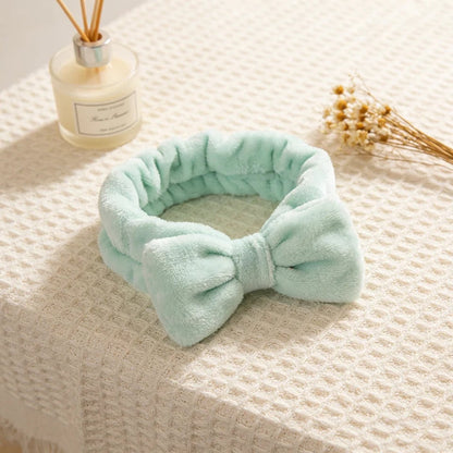 Coral Fleece Bowknot Headband High Elastic Spa Yoga Hairband Women