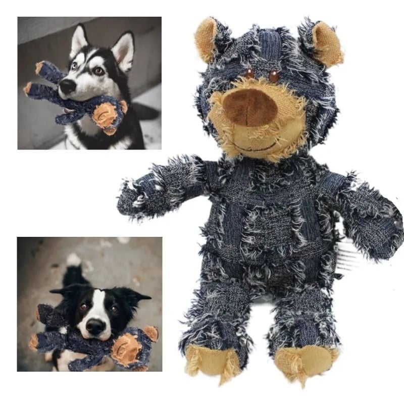 Interactive Plush Teddy Bear Dog Toy with Sound & Teeth Cleaning