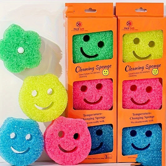 3-Piece Multi-Functional Kitchen Magic Sponge Brushes - Non-Scratch