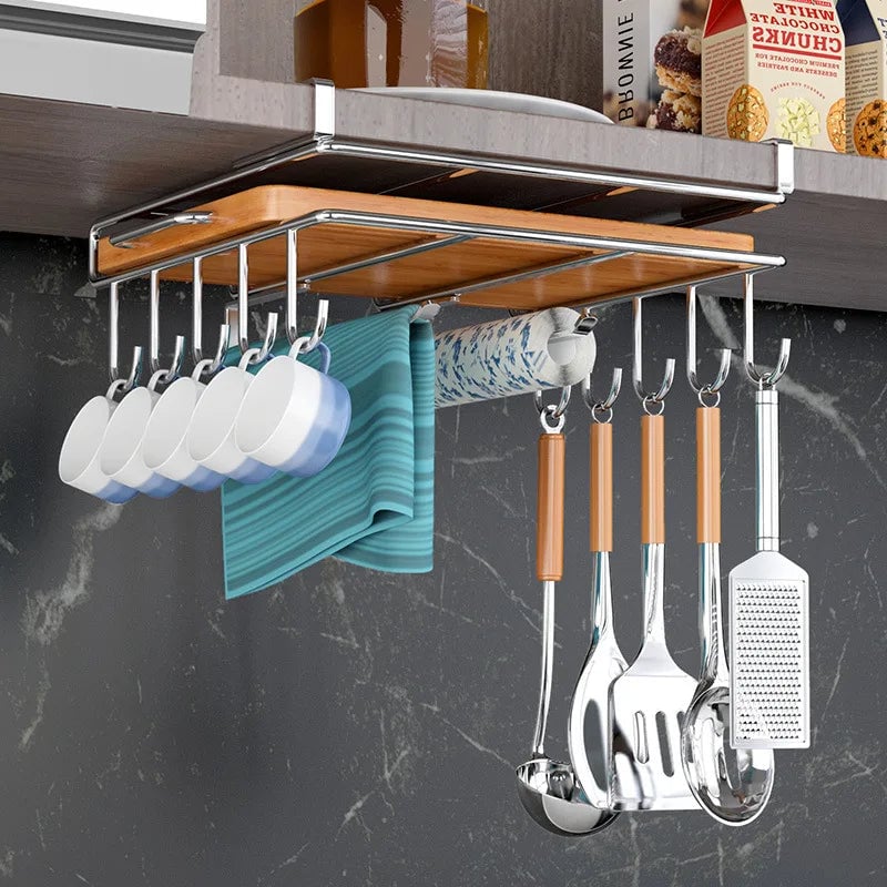 Under Cabinet Storage Basket Rack - Kitchen Cutting Board Organizer