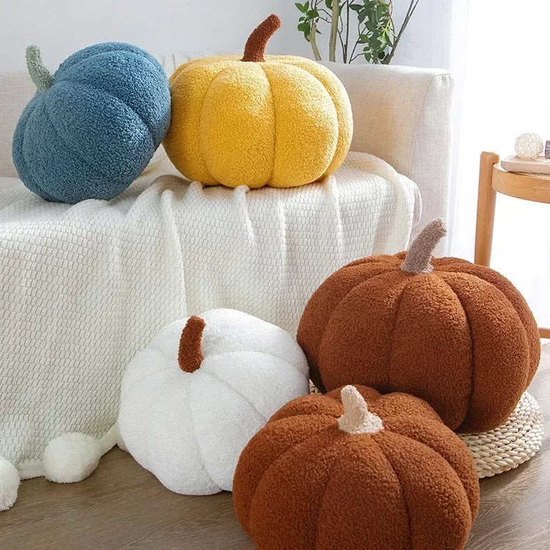 Orange Pumpkin Decorative Throw Pillow - Nordic Plush Sofa Cushion