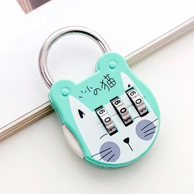 3-Digit TSA Cat Design Mini Combination Luggage Padlock Security