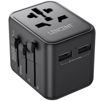 Universal Travel Adapter 2 USB Ports EU UK USA AUS Plug Charger