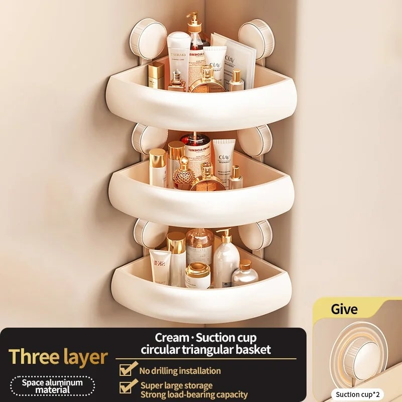 Suction Cup Corner Shelf Triangle Wall Mount Bathroom Organizer
