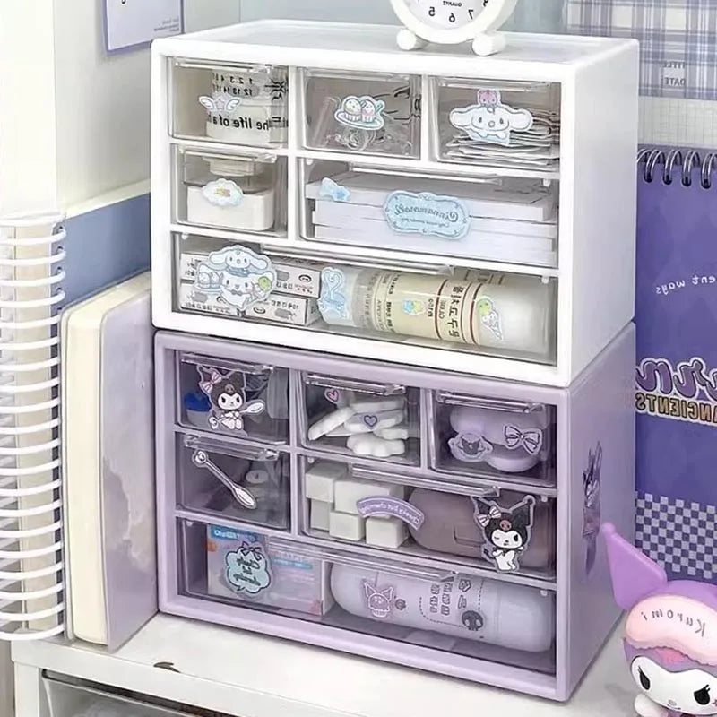 9 Grid Desktop Storage Box Jewelry Cosmetic Organizer with Drawer