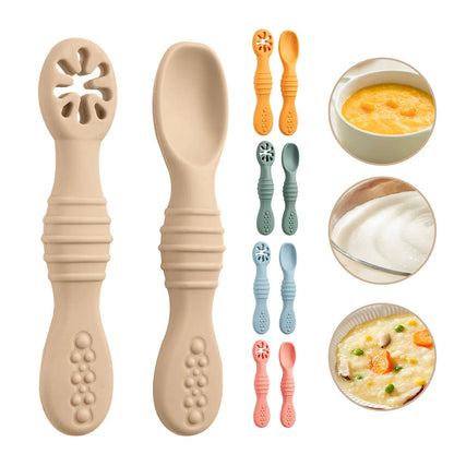 Silicone Baby Spoons 2Pc Set First Stage Self Feeding Training