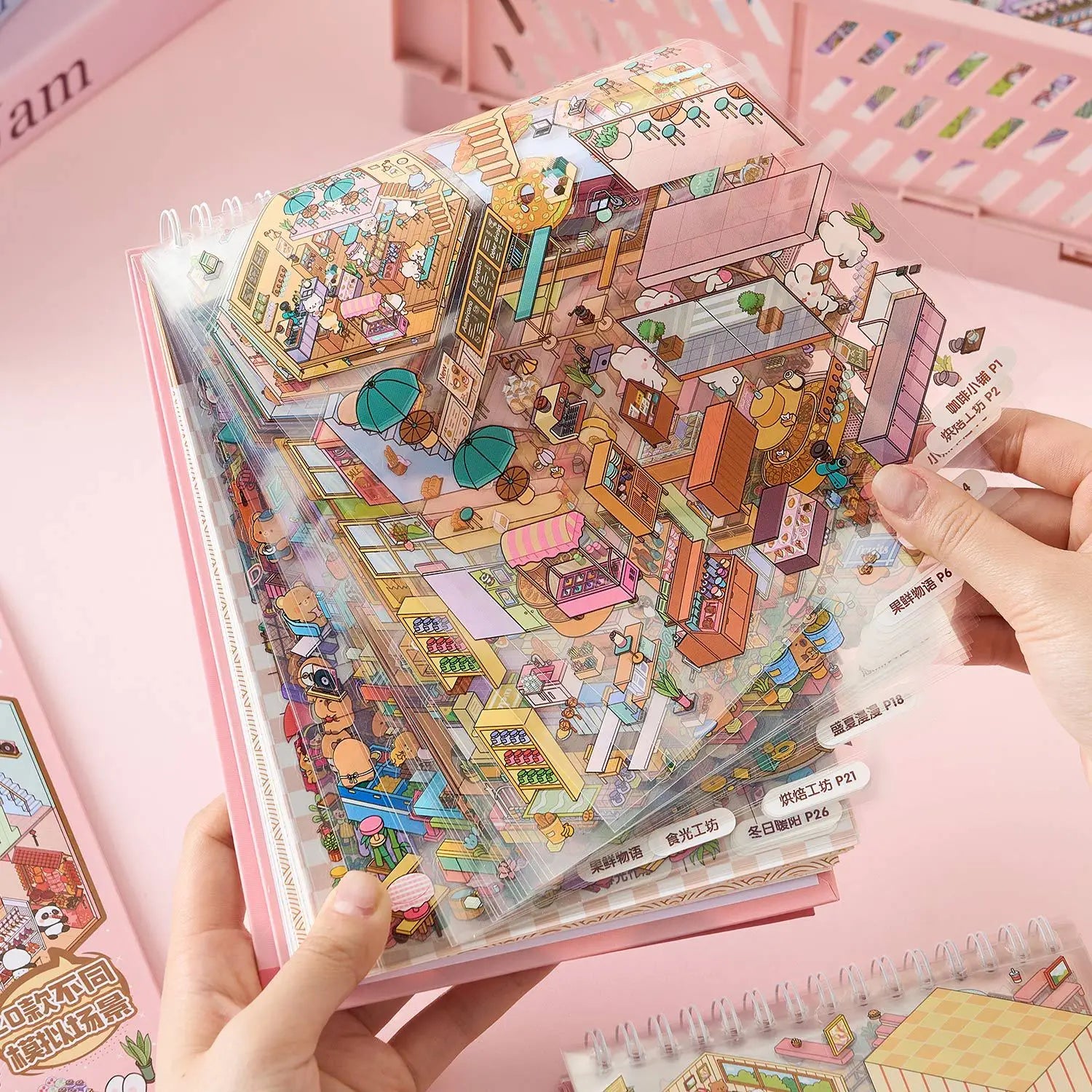 49pcs Sunny Town DIY Miniature Scene Stickers Book Students Craft