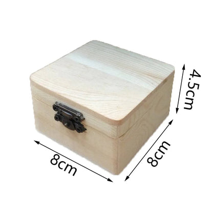 Natural Wood Storage Box 8x8x4.5cm - Small Gift Packing Container