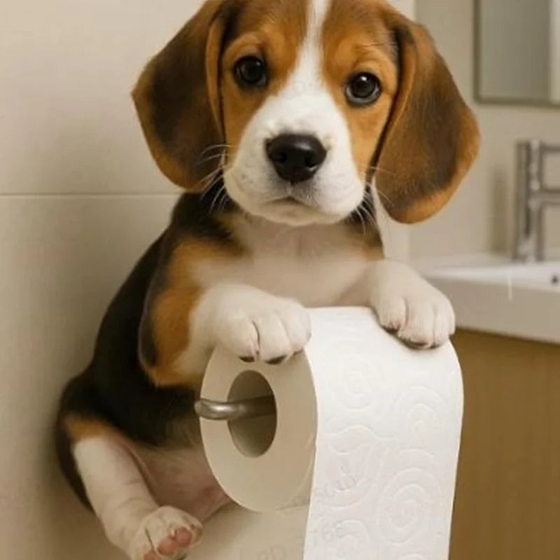 Resin Dog Tissue Holder - Toilet Paper Dispenser Bathroom Decor