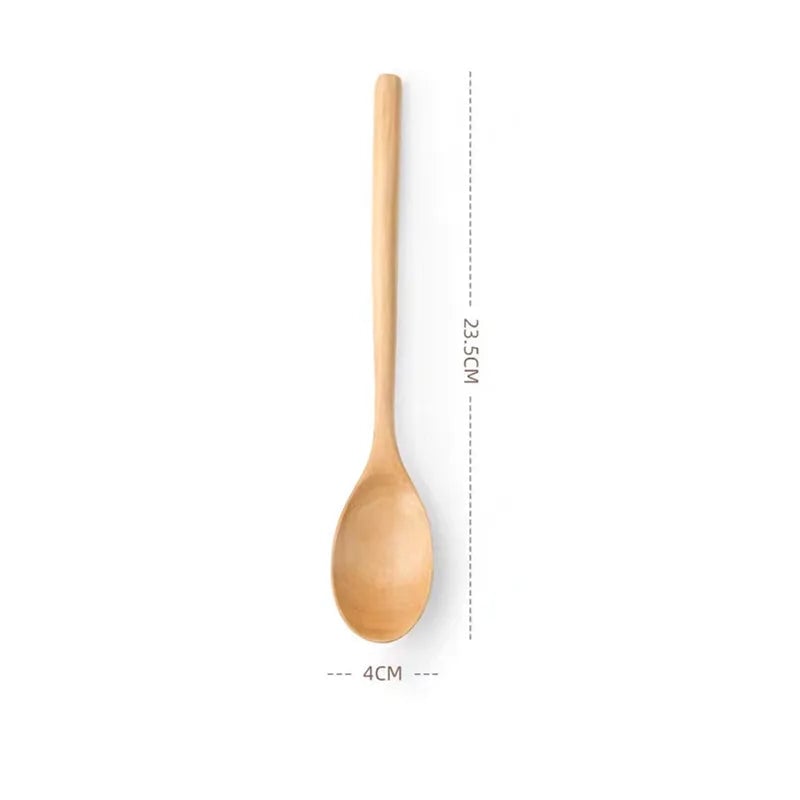 2pcs Wooden Spoons Kitchen Utensil Set - Soup Tea Coffee Honey