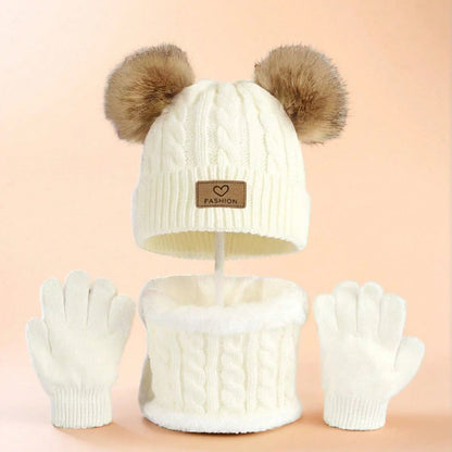 3-Piece Kids Winter Hat Scarf Gloves Set Ages 2-12 Boys Girls Warm