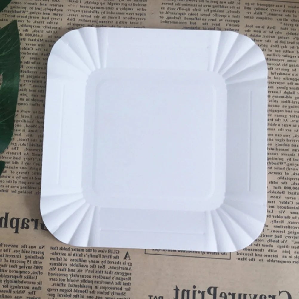 100Pcs Eco Friendly Square Paper Plates Disposable Lightweight